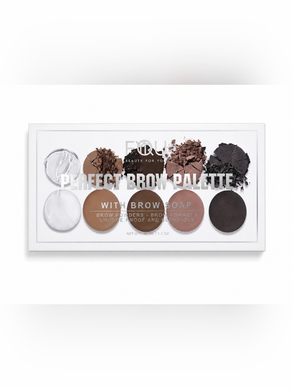 FYU Perfect Brow Palette With Brow Soap 10 Pan Brow Kit Shades Black - Browns